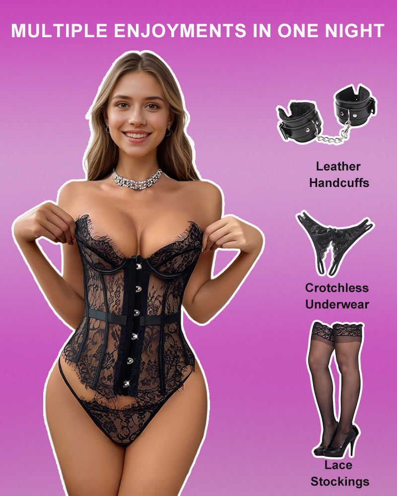 Corset Top and Panty Set with Fishbone