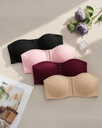 Strapless Hook Front Bandeau Bra- Multi-Row Bustier Crop Top