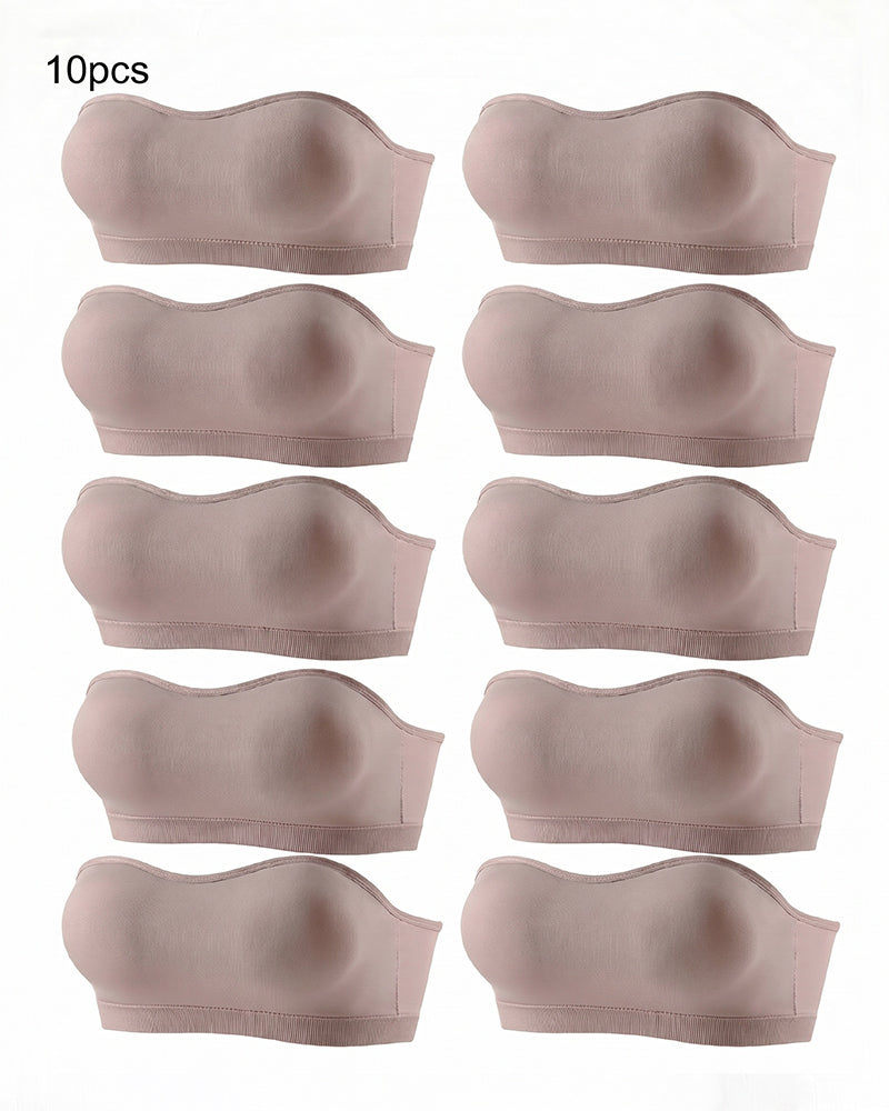 Strapless Side Hook Bandeau Bra Seamless Padded Tube Bra