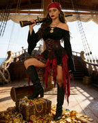 Pirate Costume Set Off-Shoulder Dress Corset Skirt Accessories