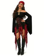 Pirate Costume Set Off-Shoulder Dress Corset Skirt Accessories