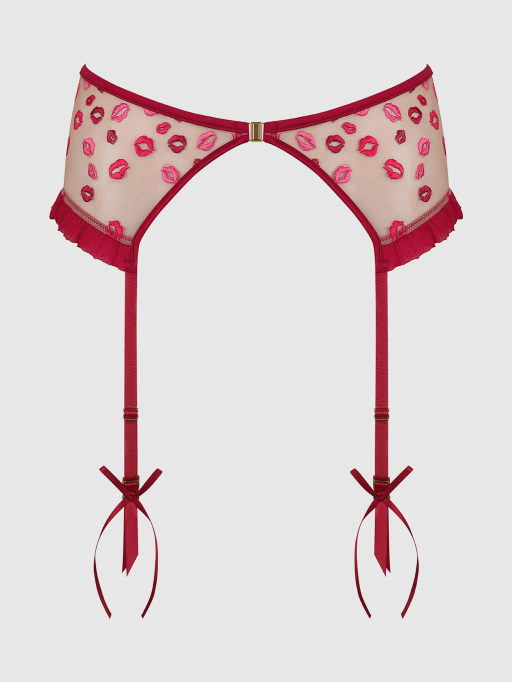 Angelica Lips Embroidery Garter Belt