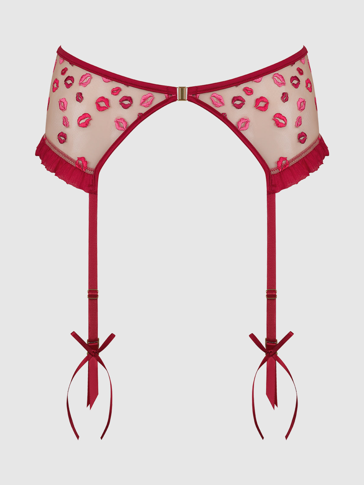 Angelica Lips Embroidery Garter Belt