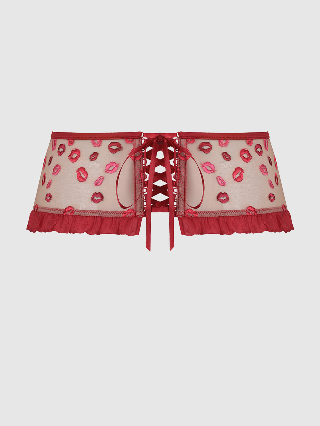 Angelica Lips Embroidery Garter Belt