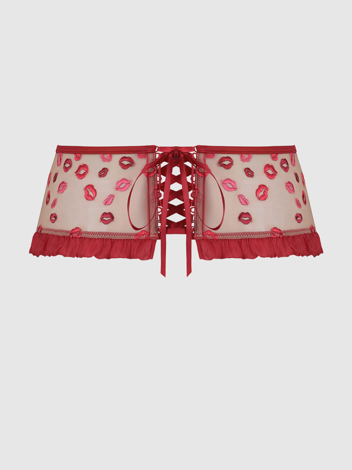 Angelica Lips Embroidery Garter Belt
