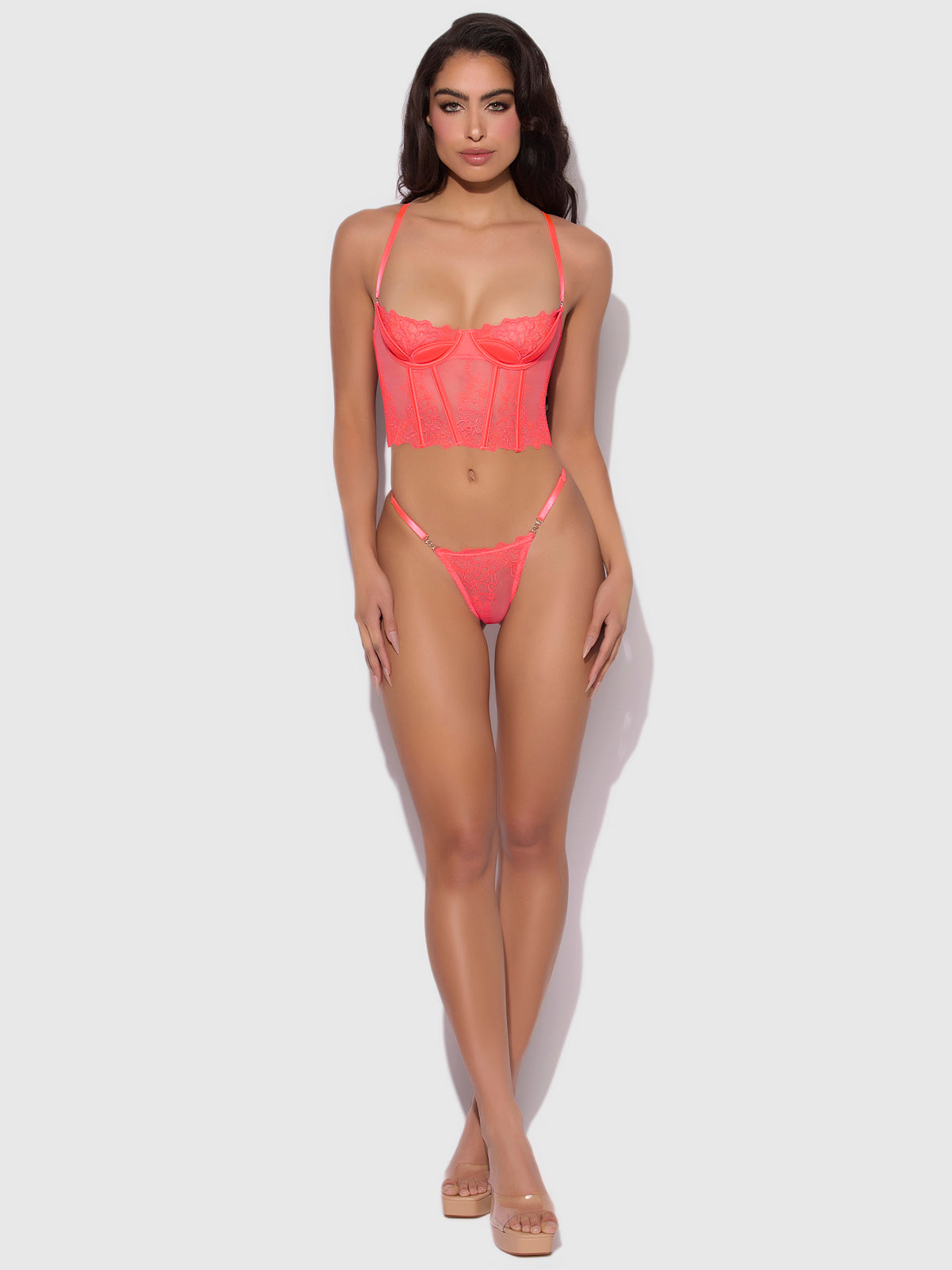 Wren Embroidered Crotchless Thong With Side Sliders