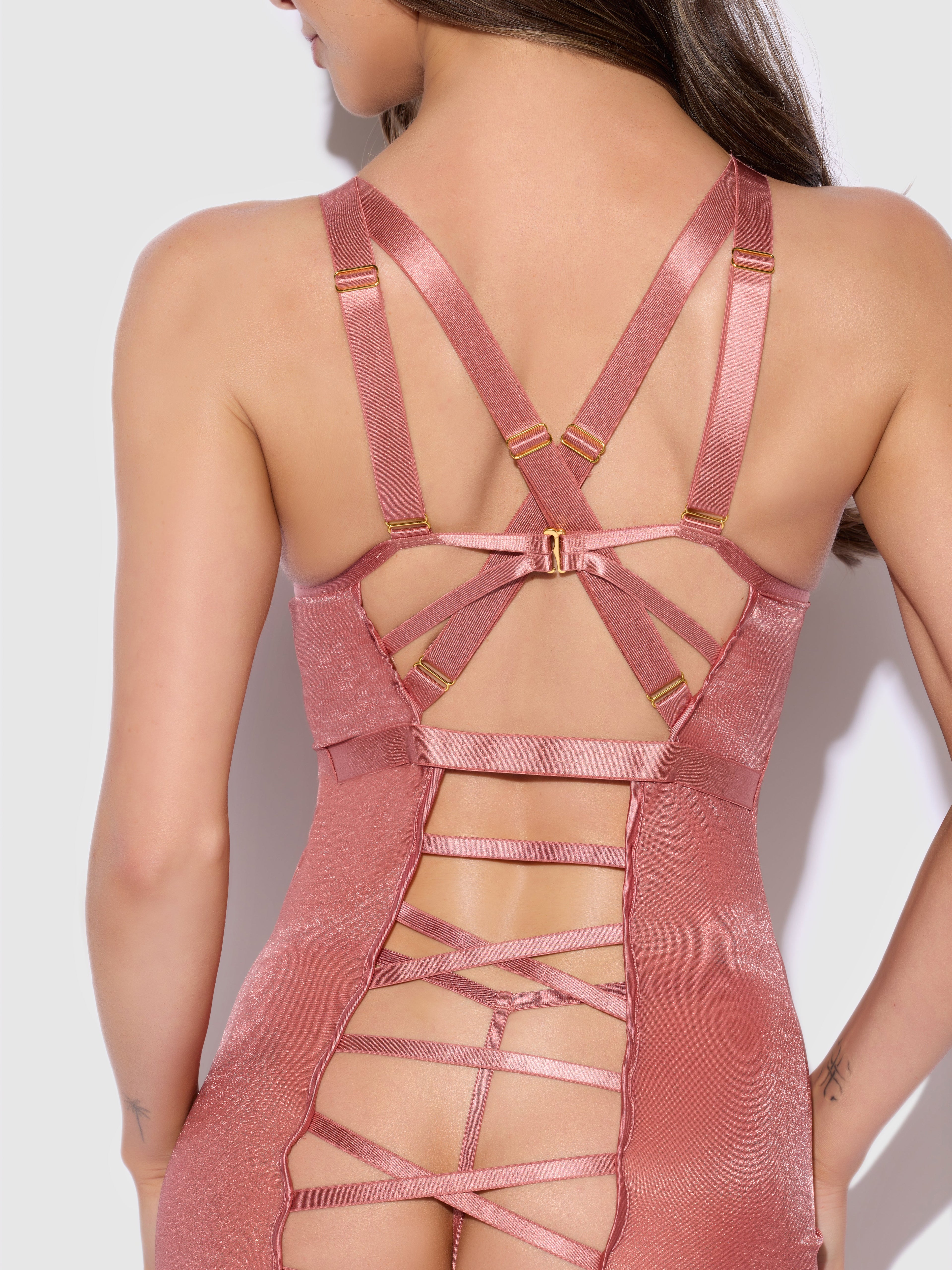 Pia Shine Mesh Strappy Back Chemise