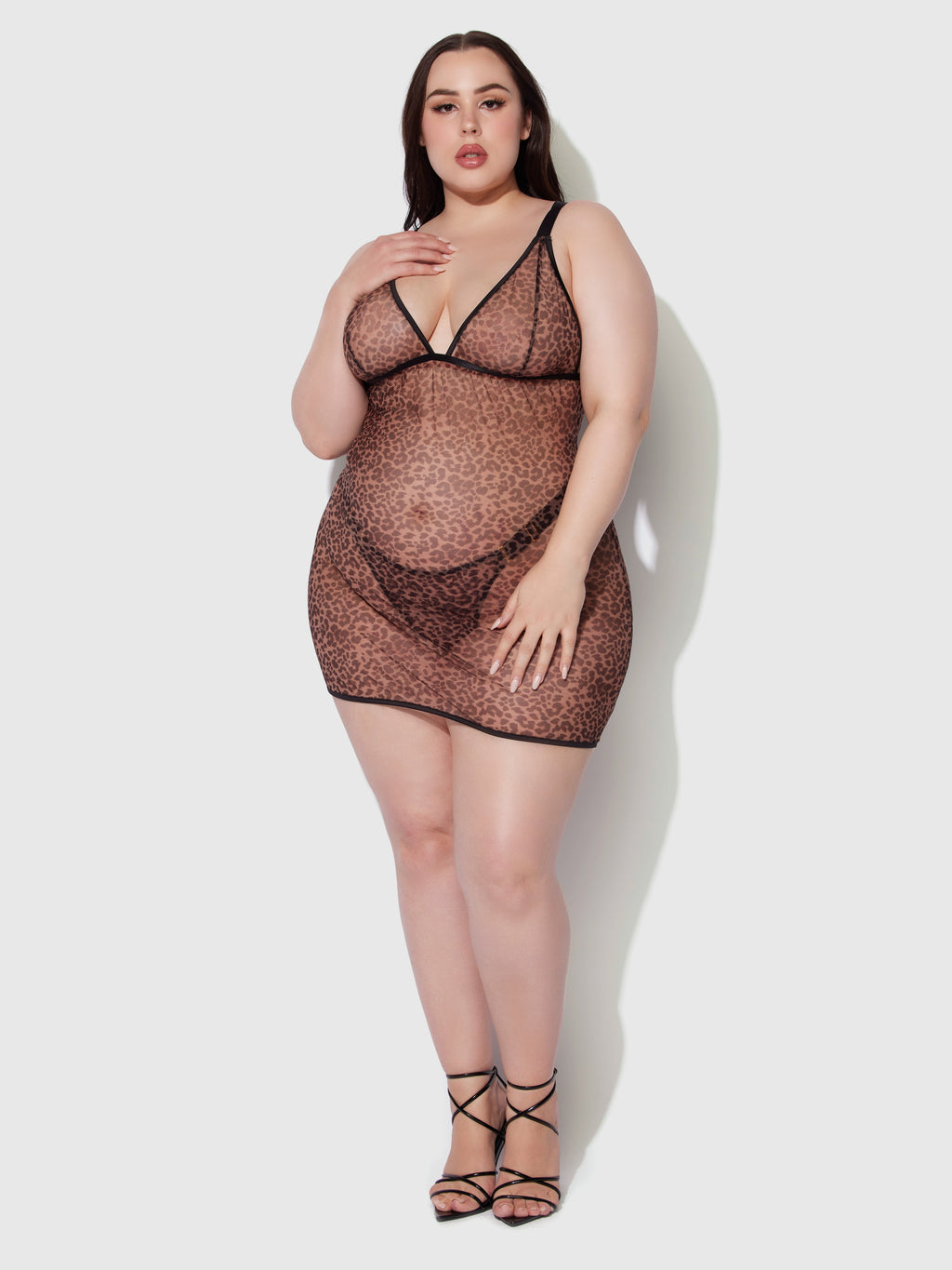 Pia Shine Mesh Strappy Back Chemise