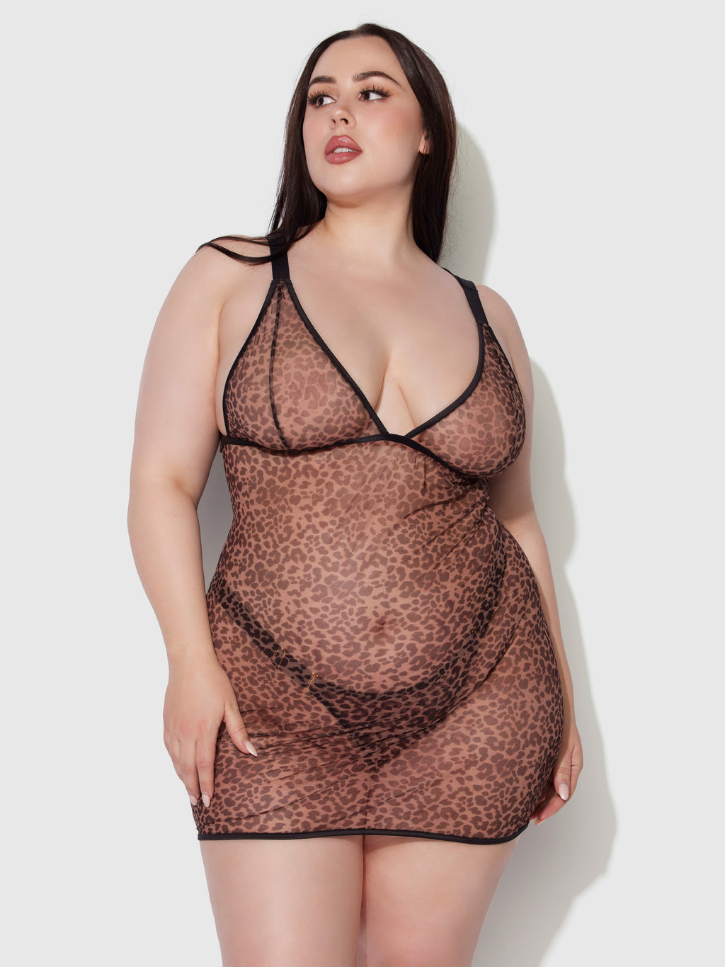 Pia Shine Mesh Strappy Back Chemise