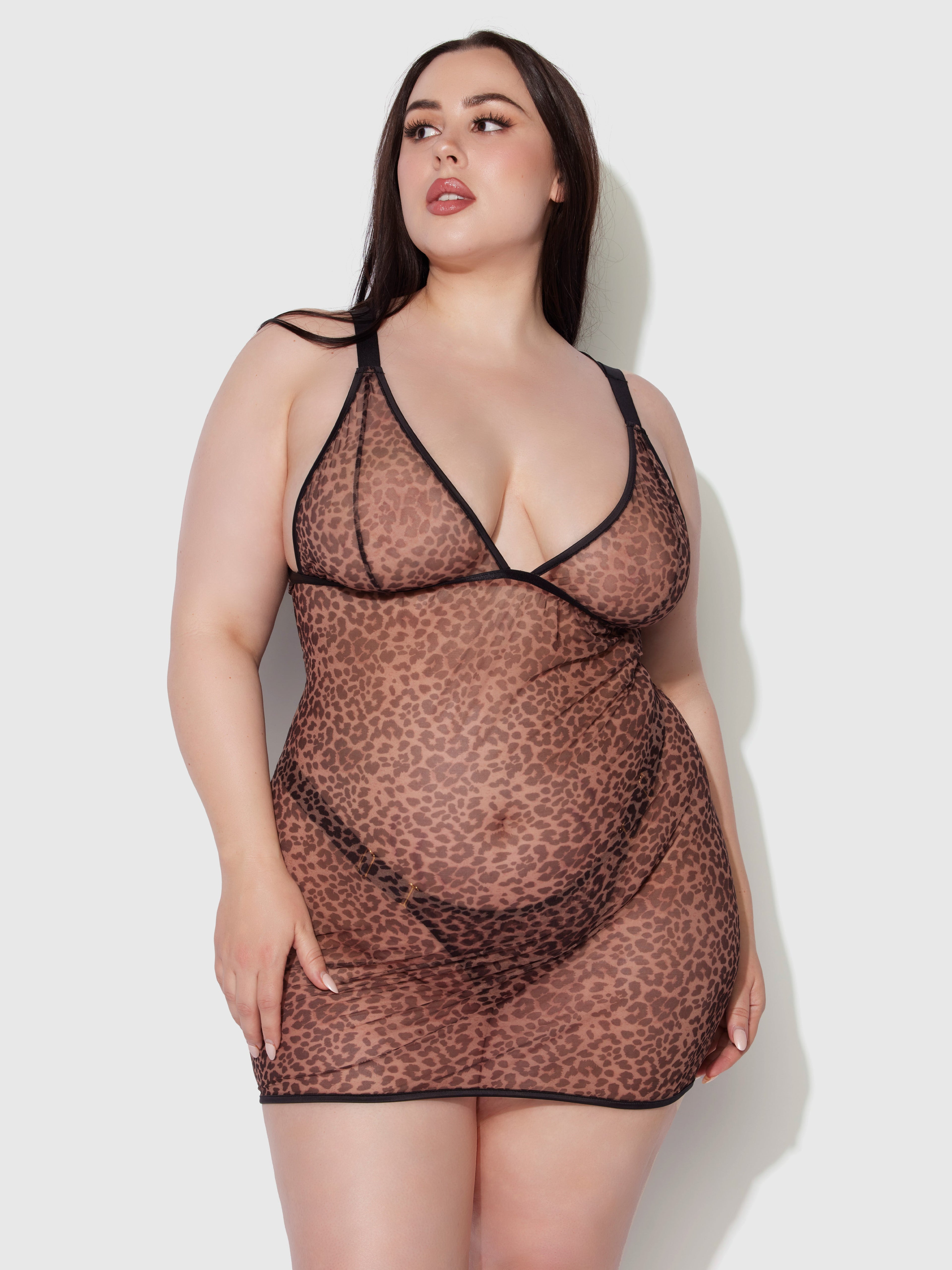 Pia Shine Mesh Strappy Back Chemise
