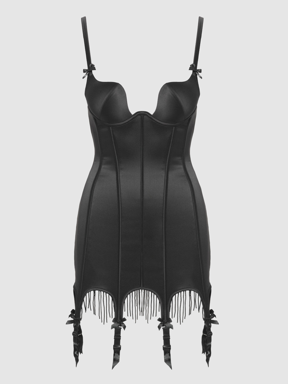 Rising Star Plunge Push Up Chemise in Lune Satin & Beads