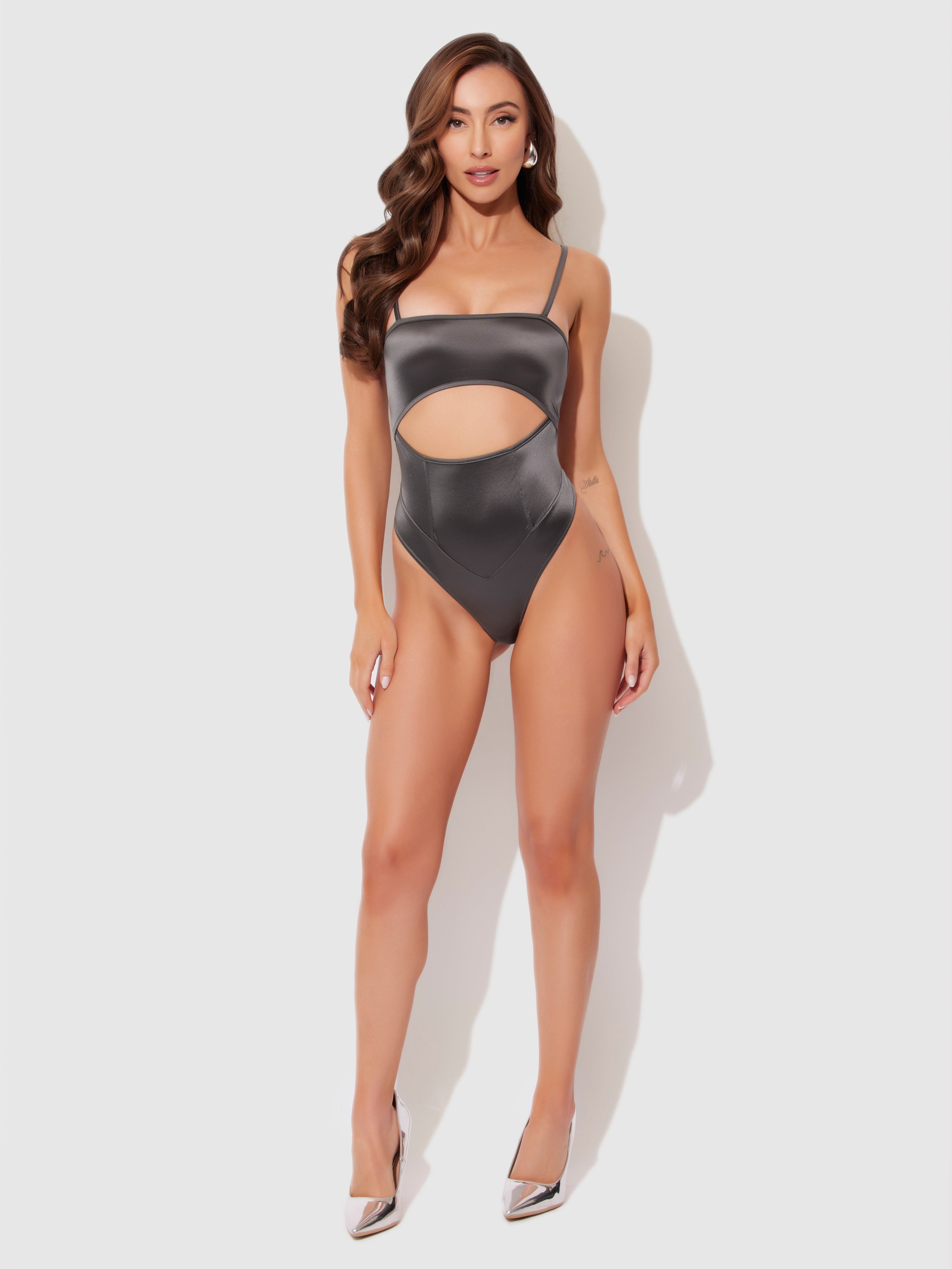 Neev Oil Slick Cutout Scoop Back Bodysuit