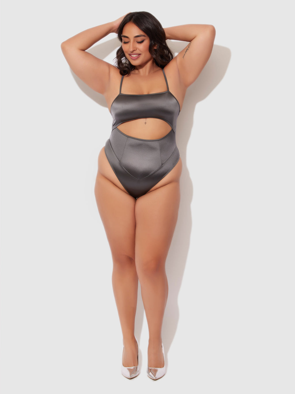 Neev Oil Slick Cutout Scoop Back Bodysuit