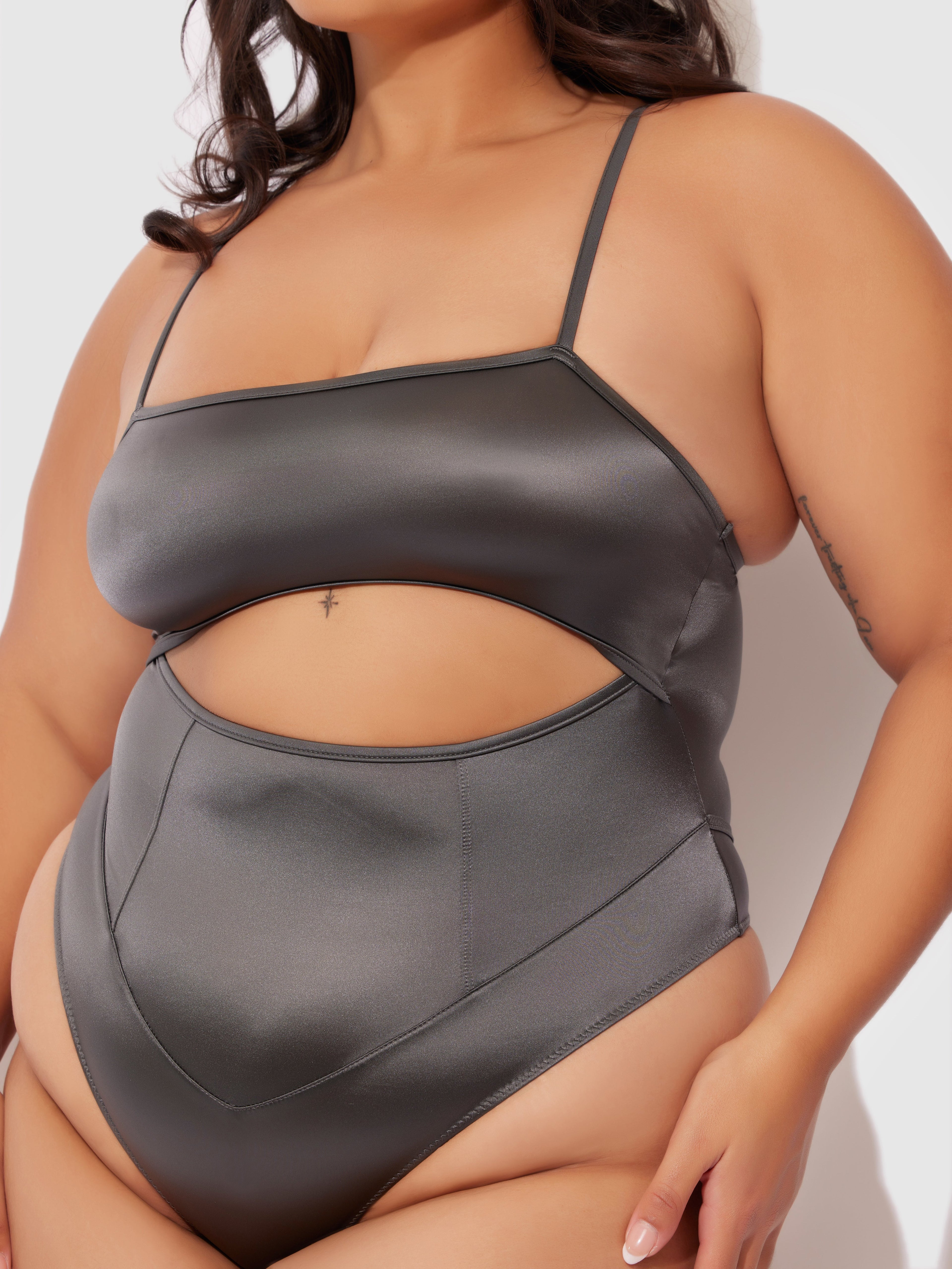 Neev Oil Slick Cutout Scoop Back Bodysuit