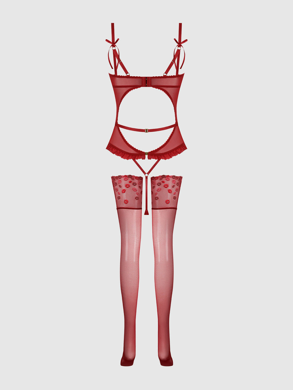 Angelica Lips Embroidery Cutout Teddy