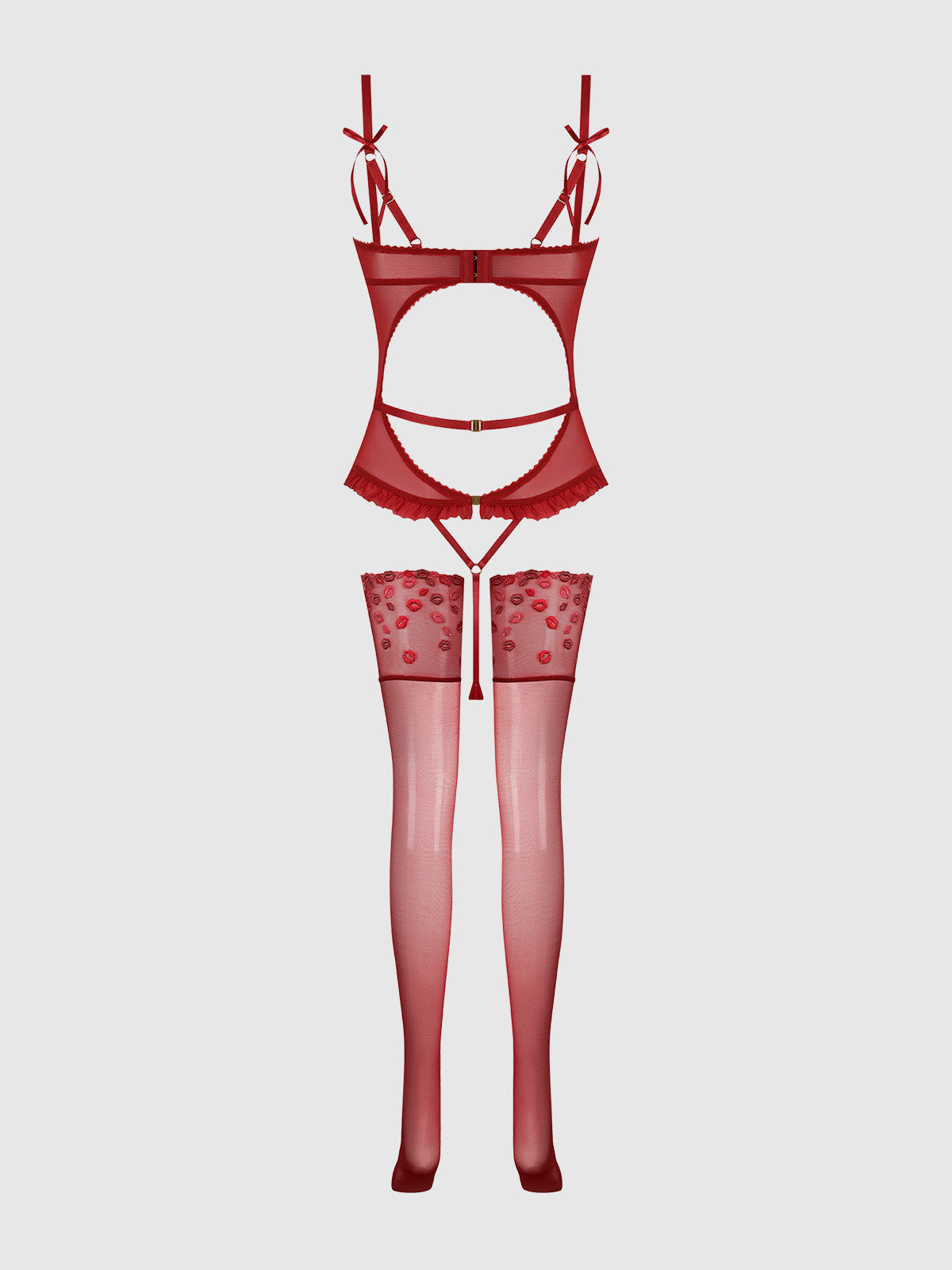 Angelica Lips Embroidery Cutout Teddy