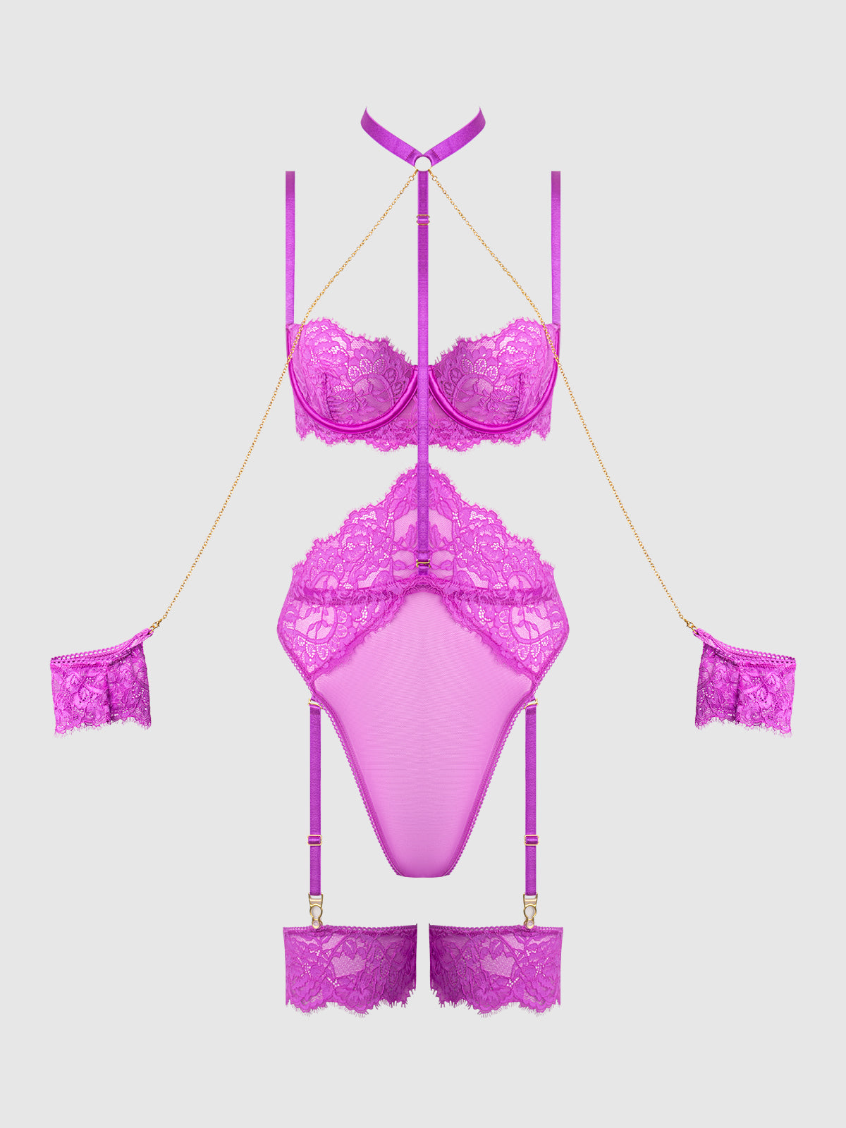 Arianna Lace & Chains Thigh Garter Teddy