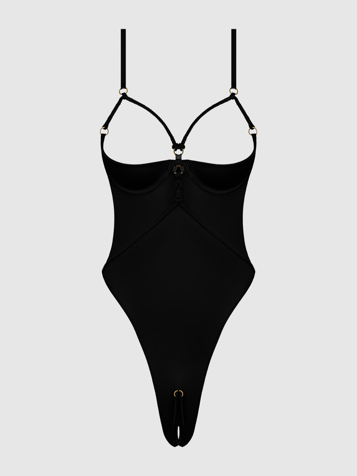 Nadya Liquid Satin & Rope Crotchless Teddy