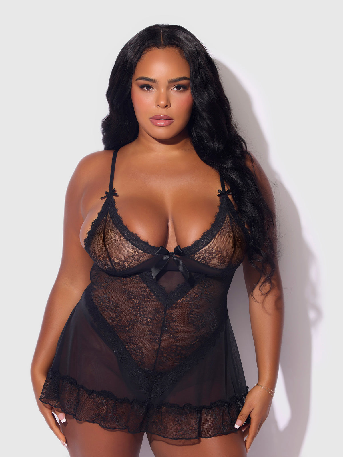 Chiara Lace & Mesh Babydoll Set