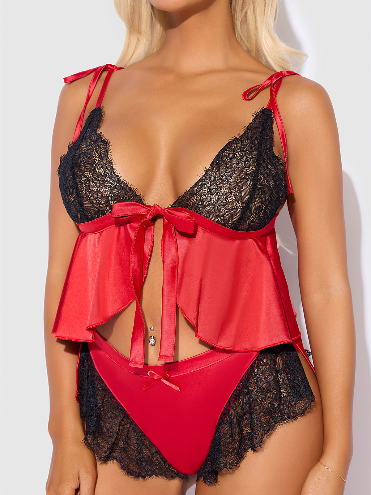 Scarlett Satin Sleep Tie Cami & Shorty Set