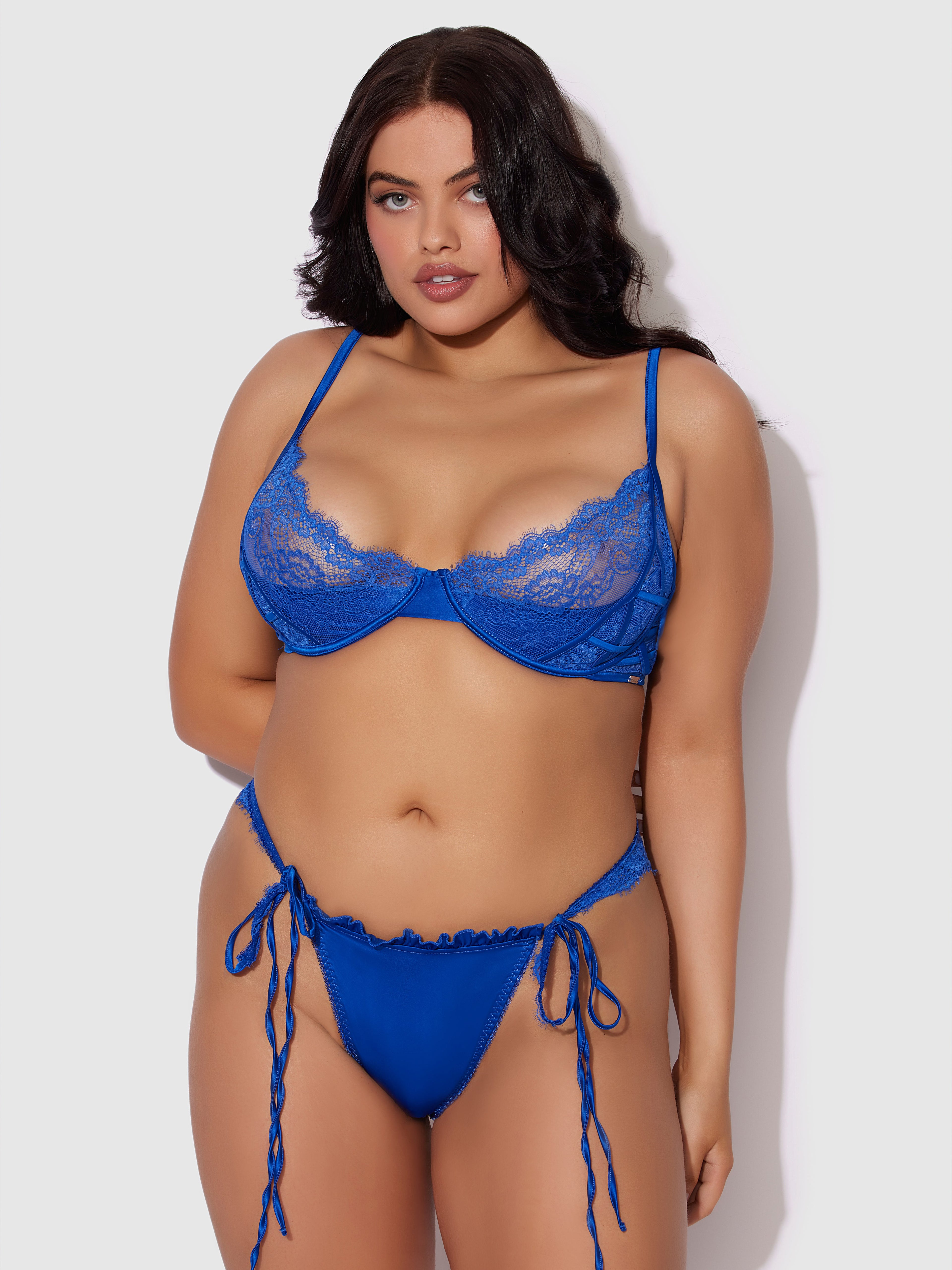 Adelaide Satin & Lace Push Up Demi Bra