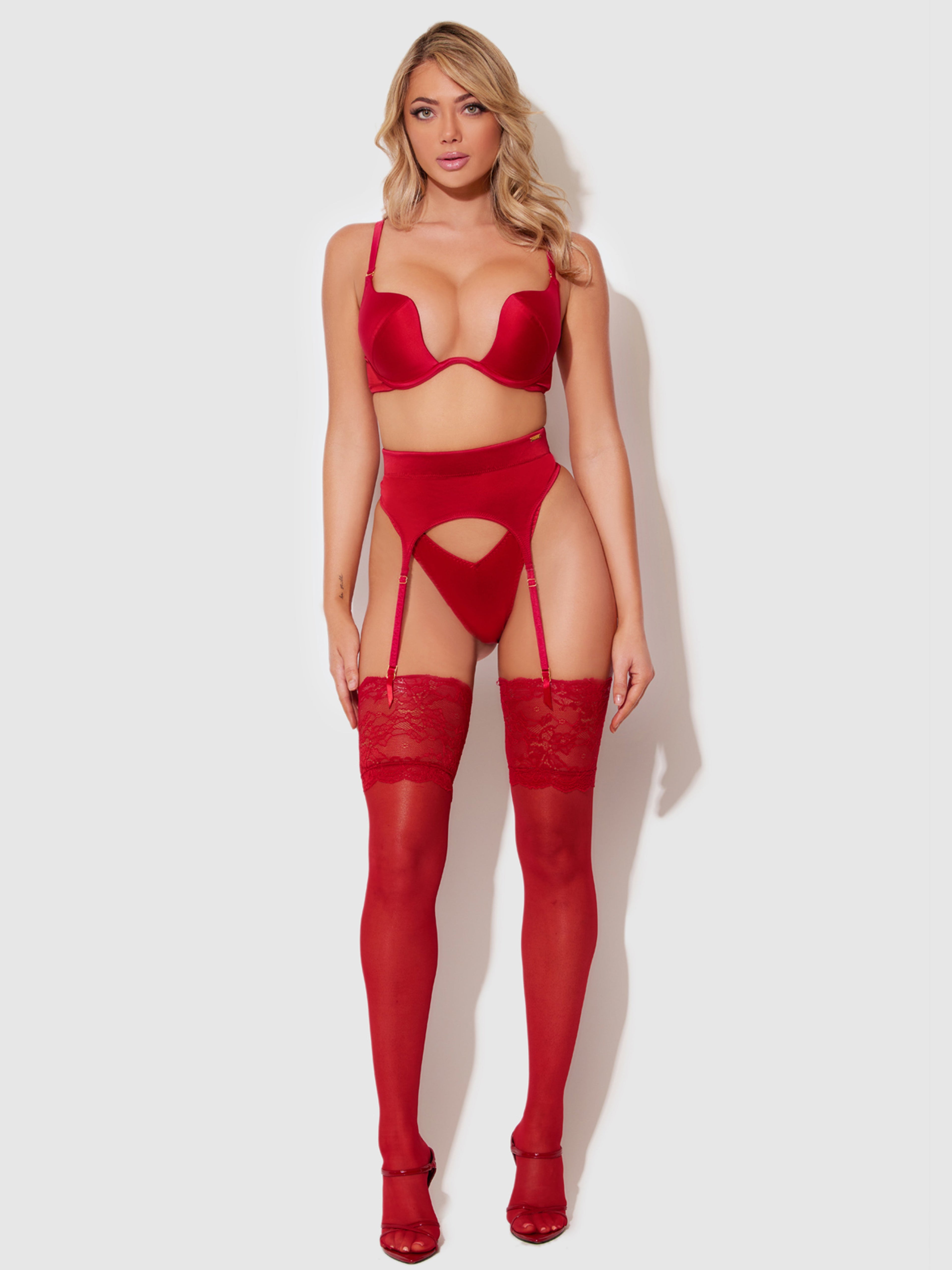 Rising Star Plunge Push Up Bra in Petra Satin