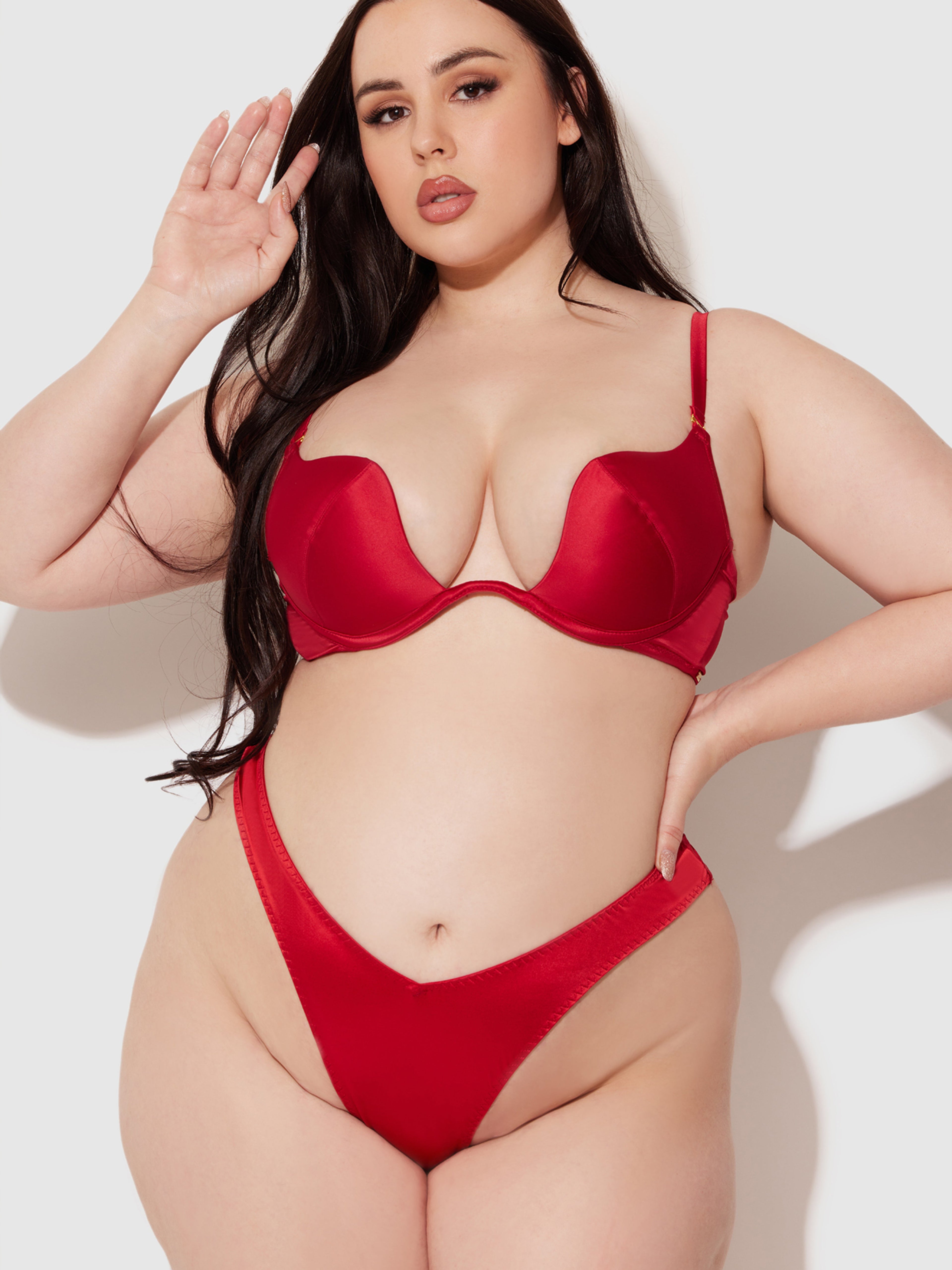 Rising Star Plunge Push Up Bra in Petra Satin