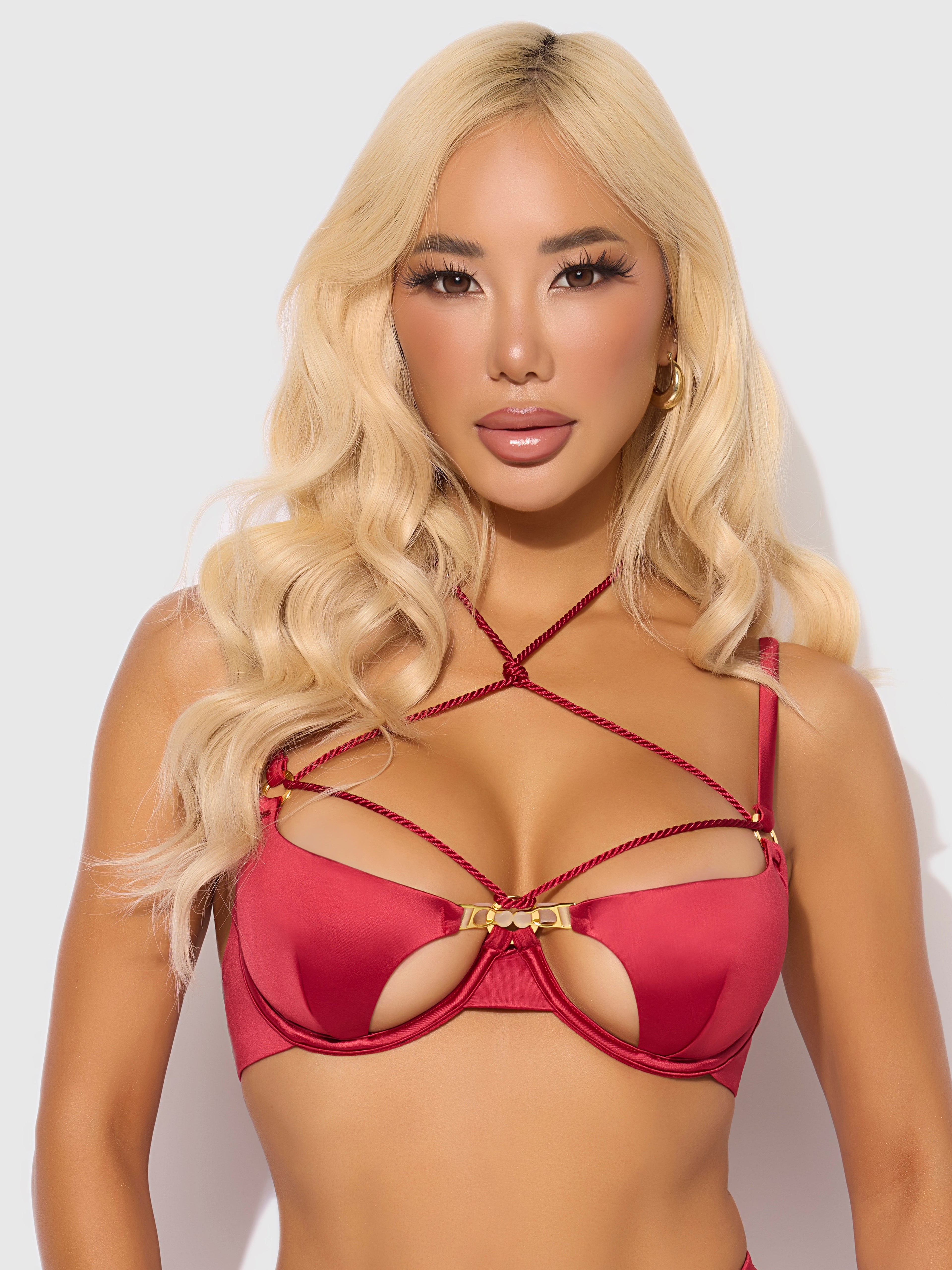 Nadya Liquid Satin & Rope Openable Cup Bra