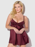 Petra Satin & Mesh Unlined Corset Cup Babydoll Set