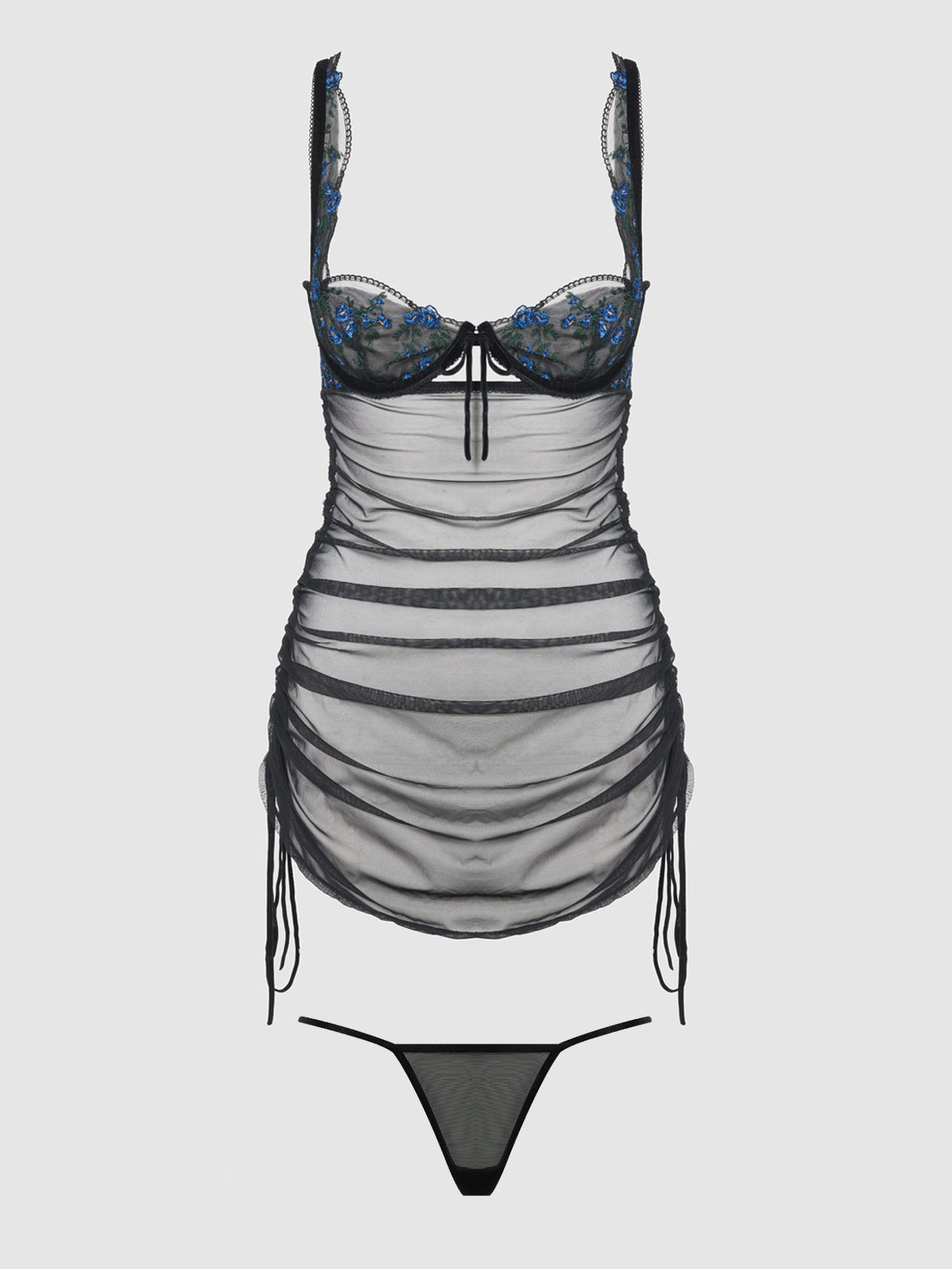 Harlow Embroidered Stretch Mesh Chemise