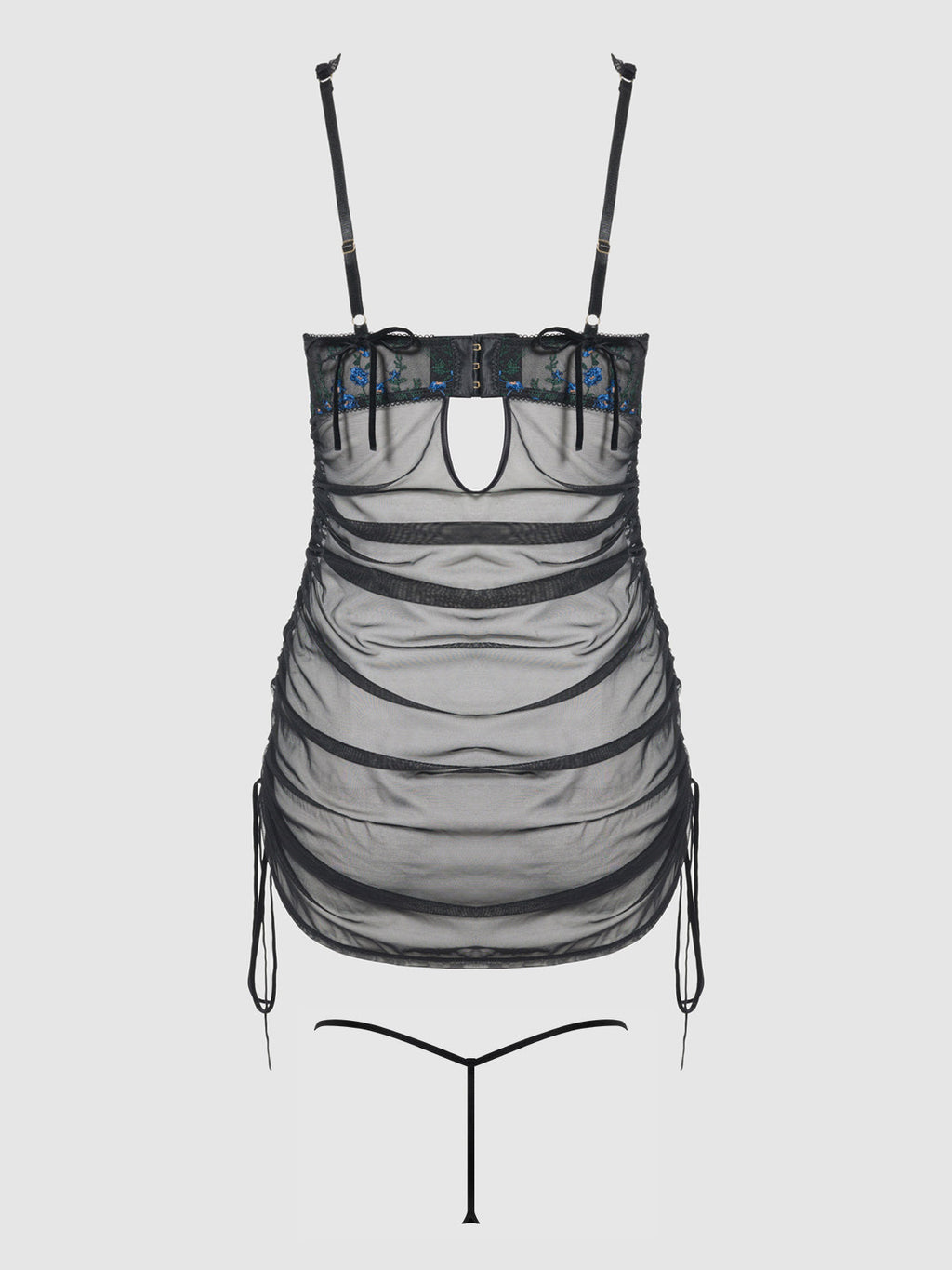 Harlow Embroidered Stretch Mesh Chemise