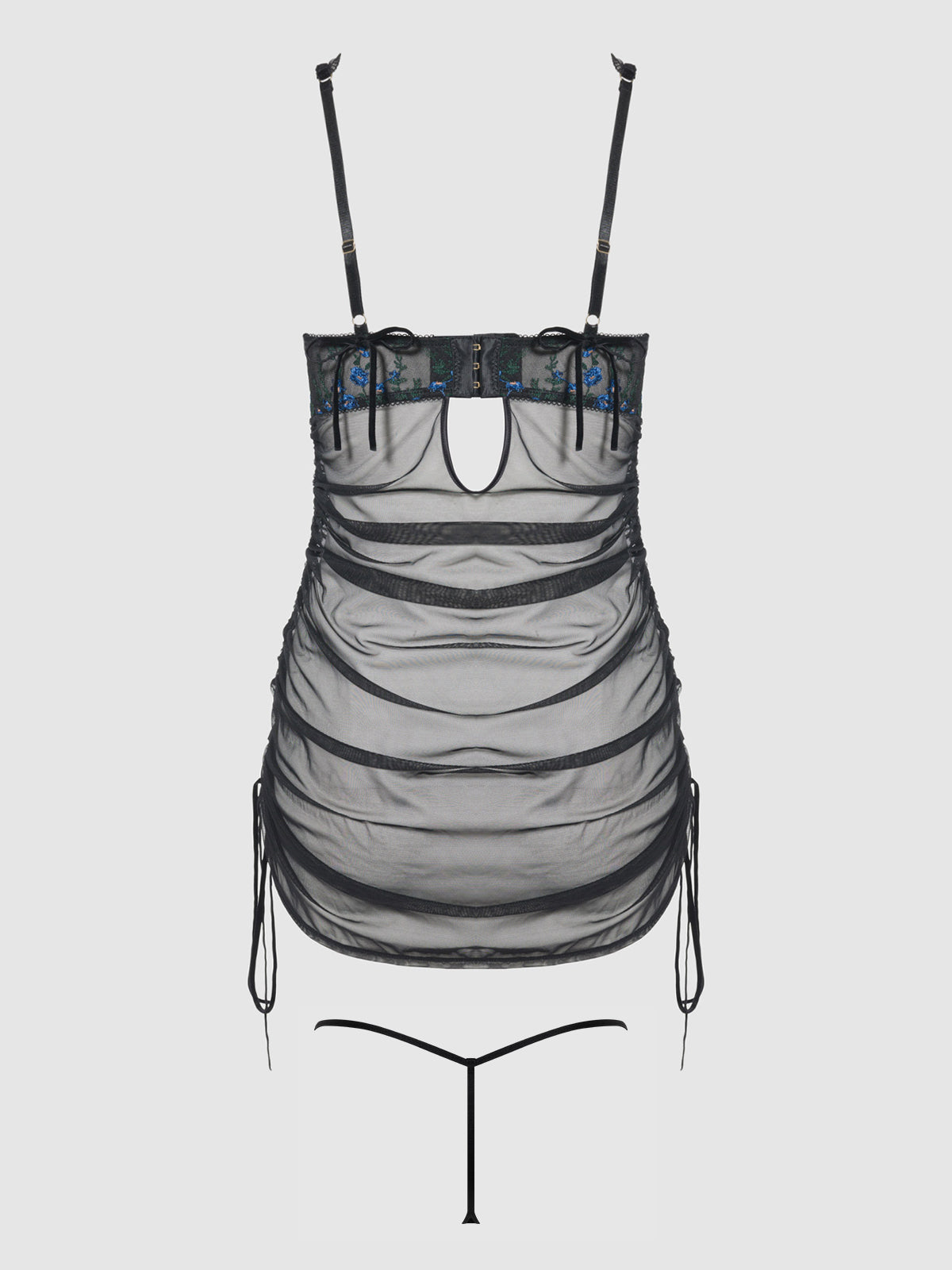 Harlow Embroidered Stretch Mesh Chemise