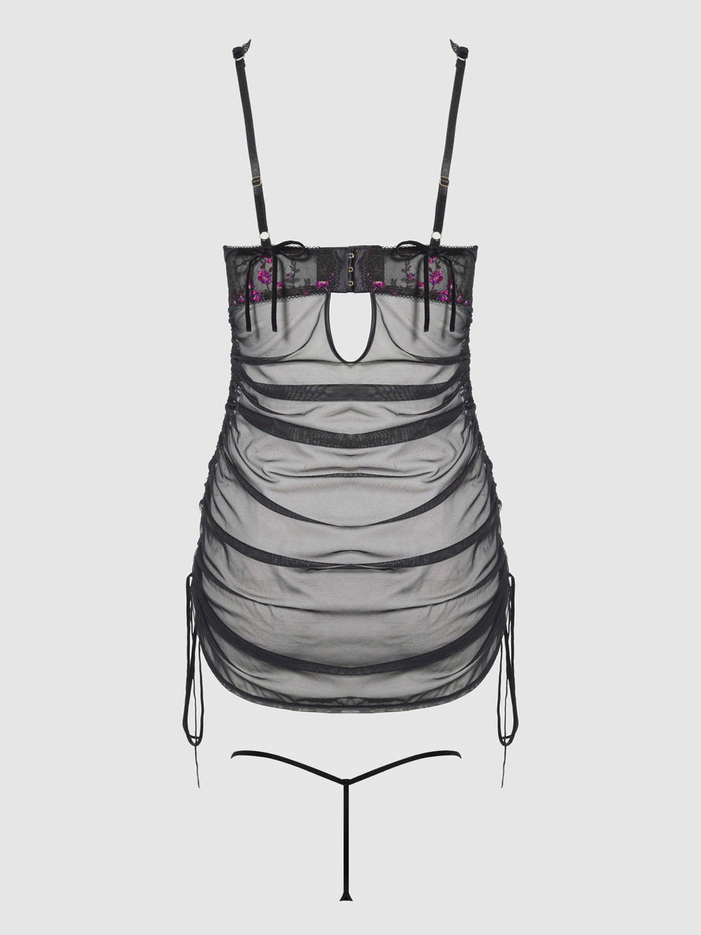 Harlow Embroidered Stretch Mesh Chemise