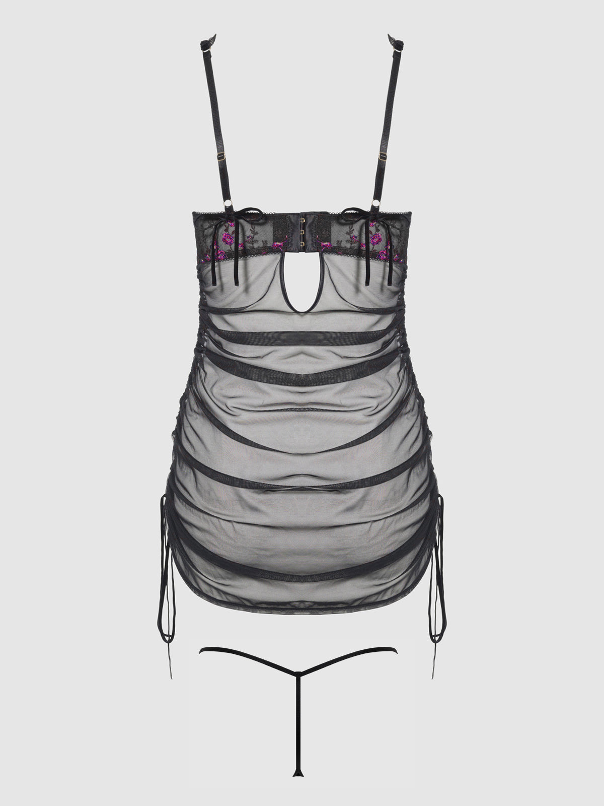 Harlow Embroidered Stretch Mesh Chemise