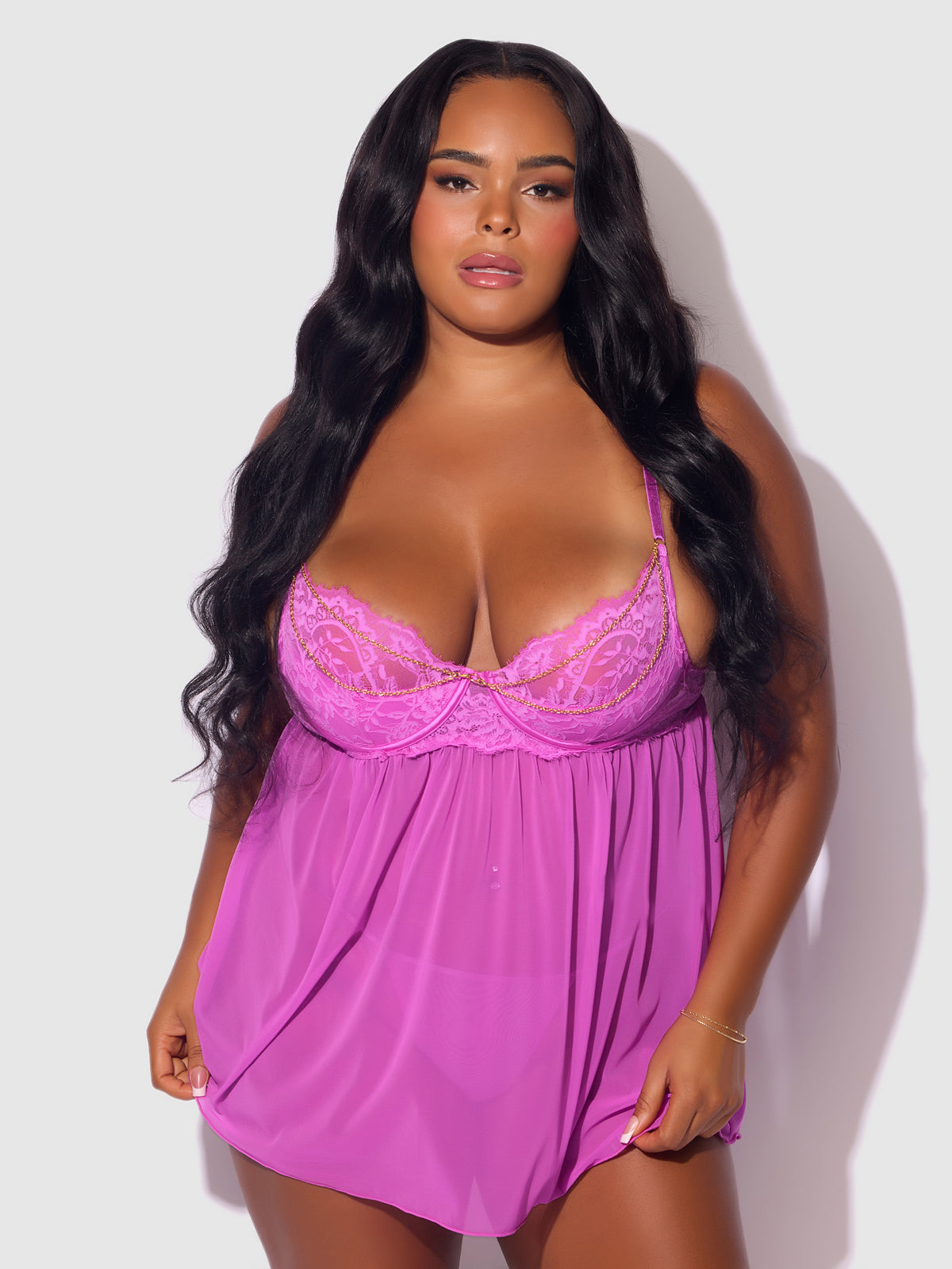 Arianna Lace & Chains Underwire Babydoll Set