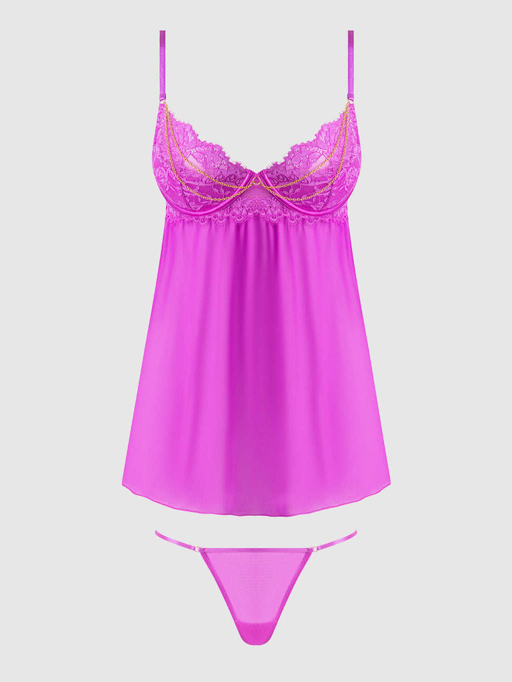 Arianna Lace & Chains Underwire Babydoll Set