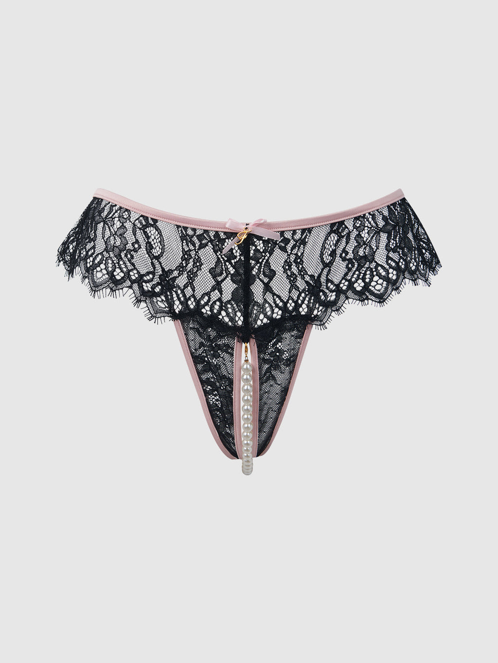 Rosalind Lace & Pearl Crotchless Thong