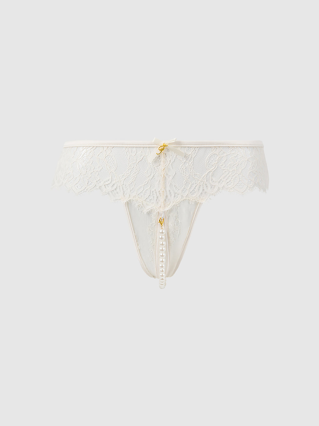 Rosalind Lace & Pearl Crotchless Thong