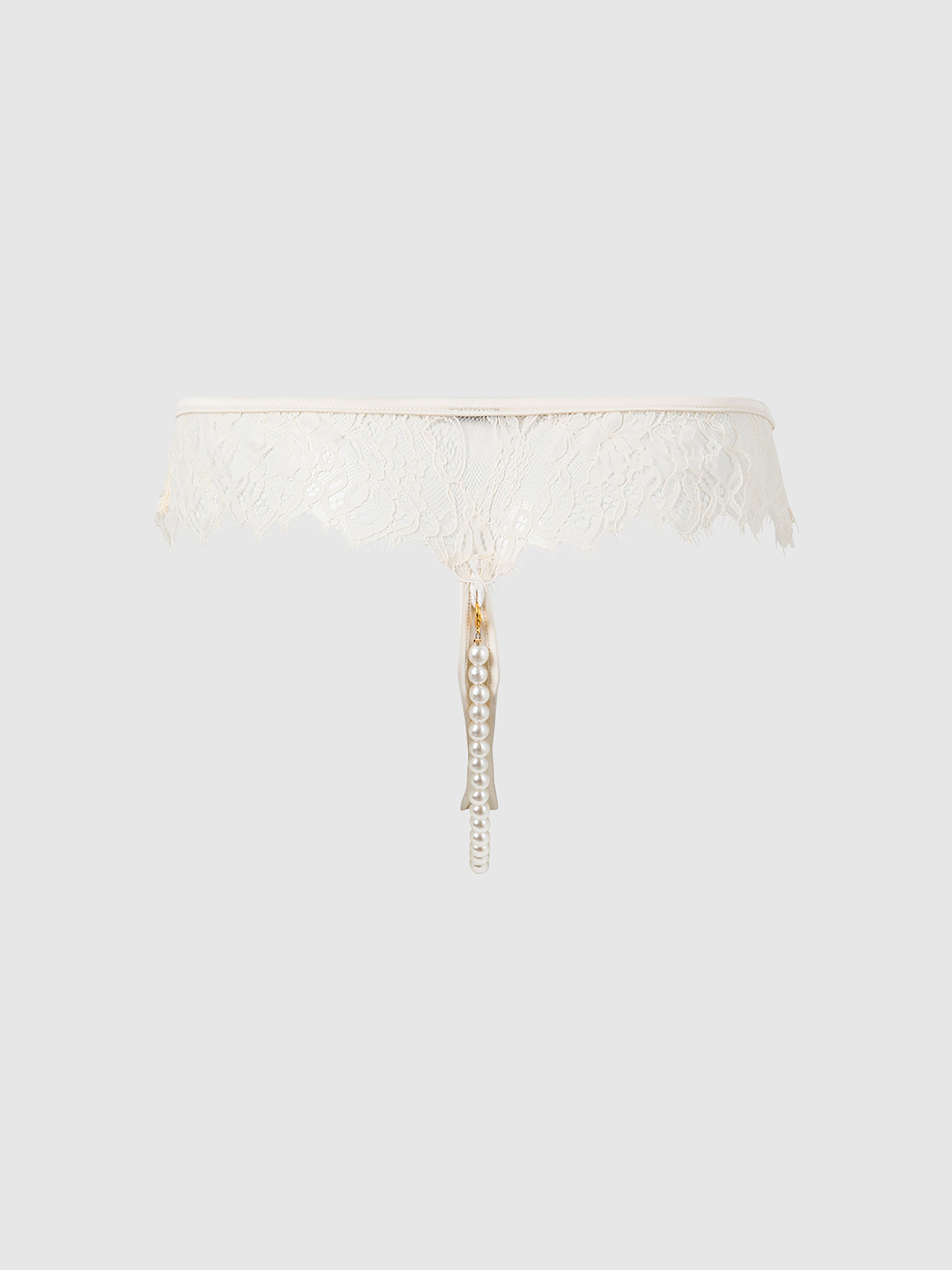 Rosalind Lace & Pearl Crotchless Thong
