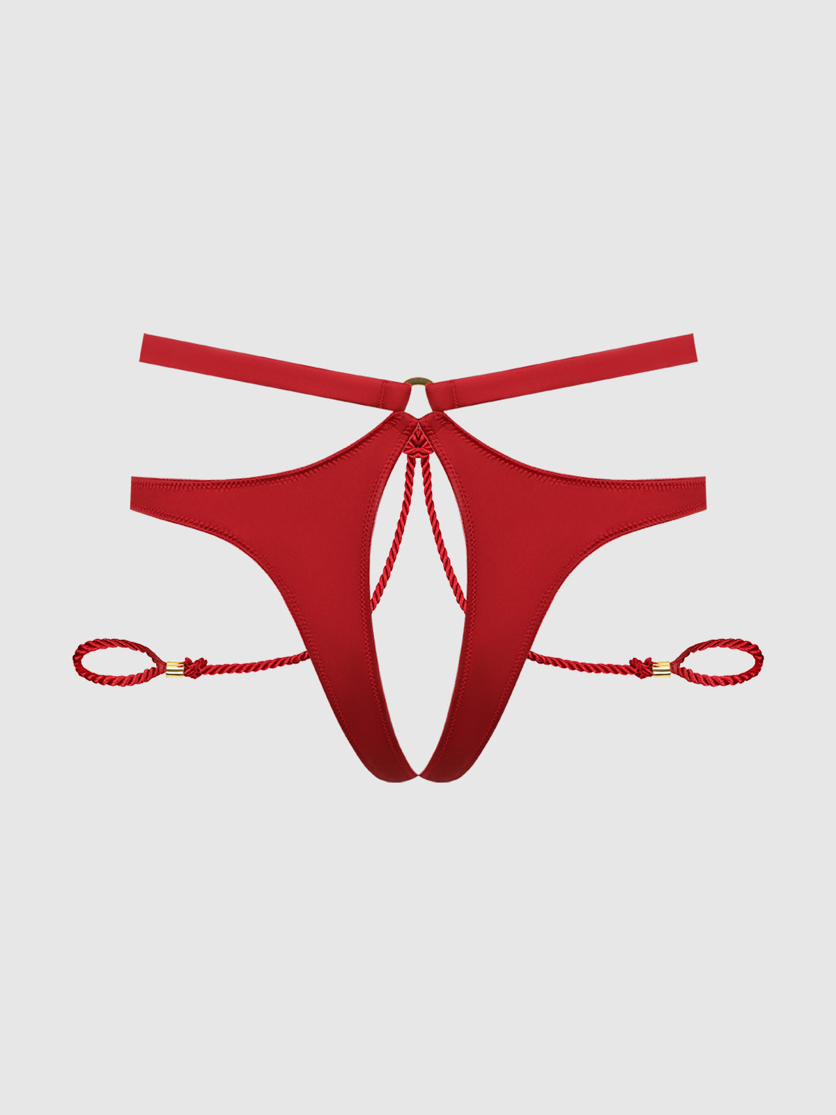 Nadya Liquid Satin & Rope Crotchless & Hand Cuff Hipster