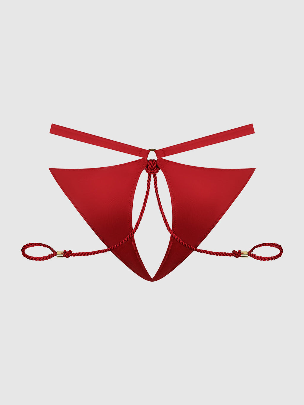 Nadya Liquid Satin & Rope Crotchless & Hand Cuff Hipster