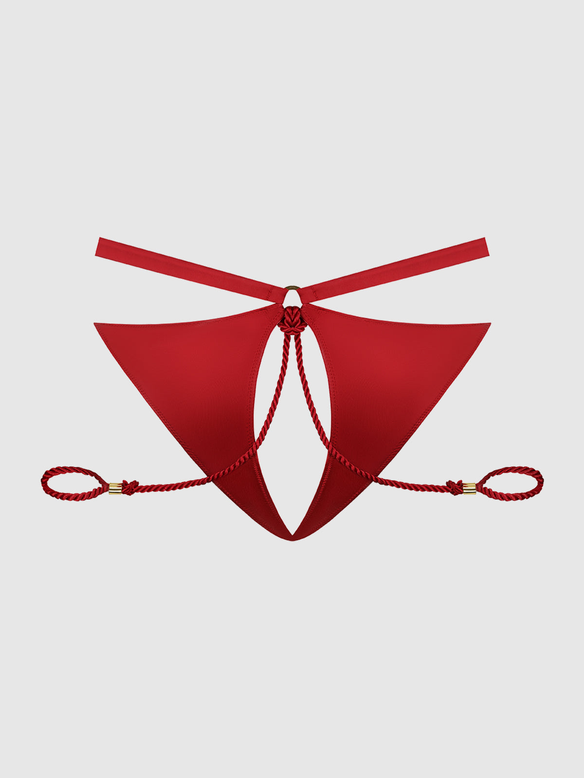 Nadya Liquid Satin & Rope Crotchless & Hand Cuff Hipster