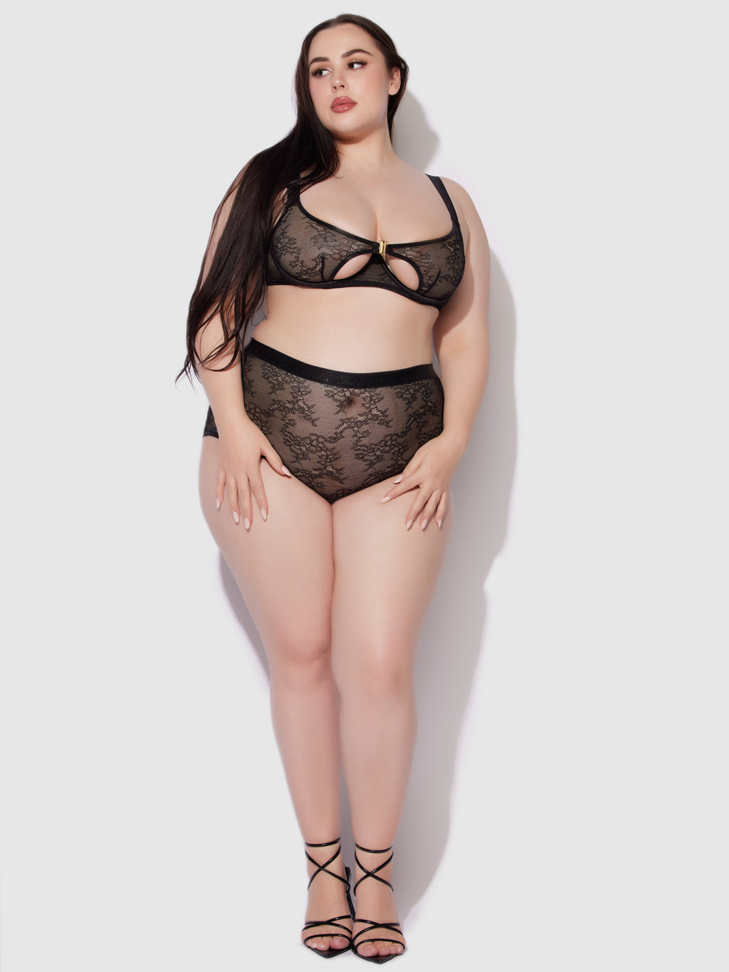 Pia Lace Cutout & High-Waist Garter Panty