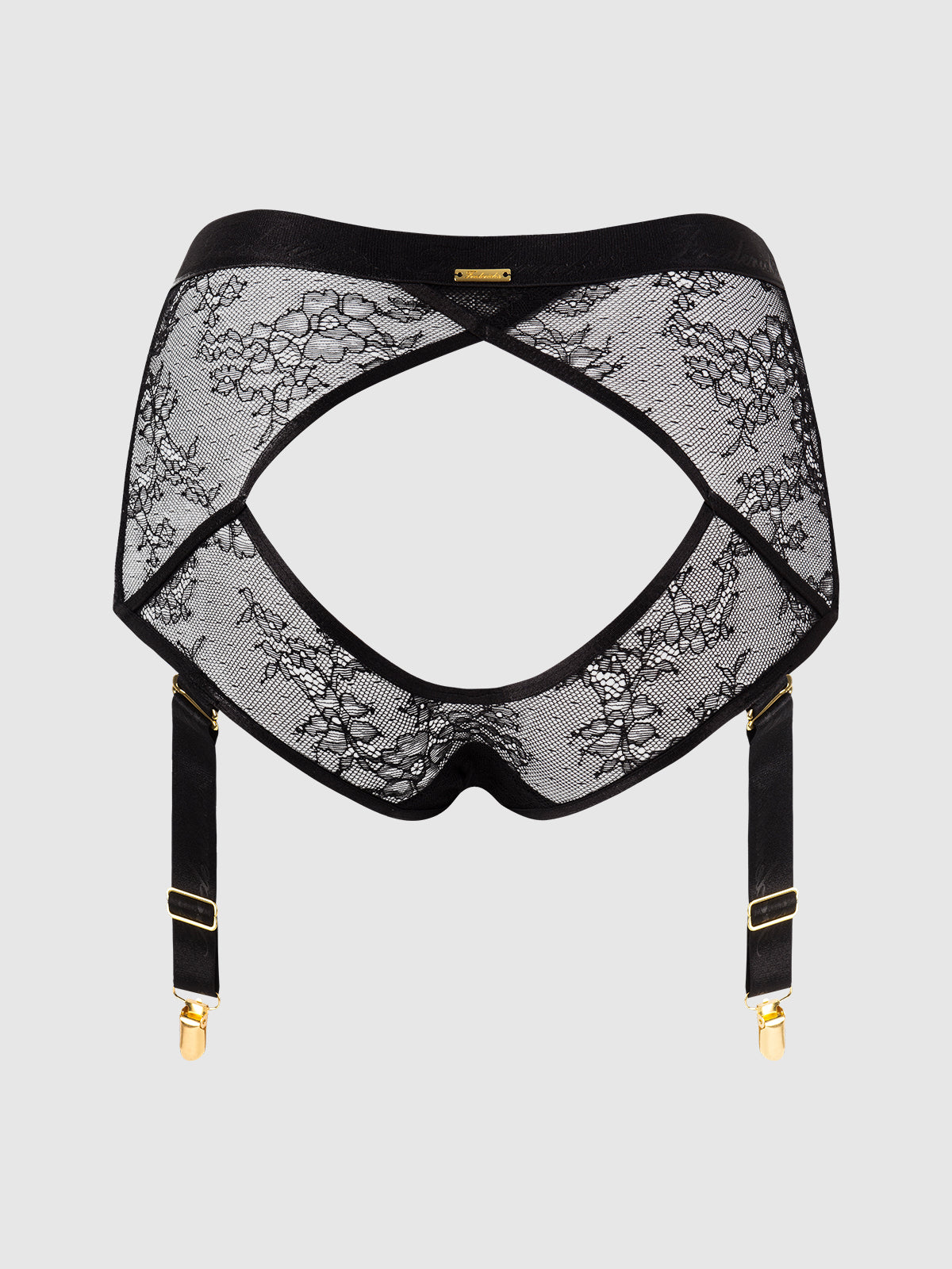 Pia Lace Cutout & High-Waist Garter Panty