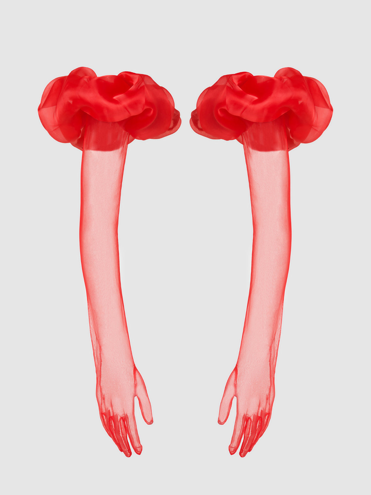 Chiffon Long Glove With Puff