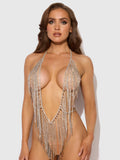 Ziggy Rhinestone Fringe Deep V-Punge Teddy