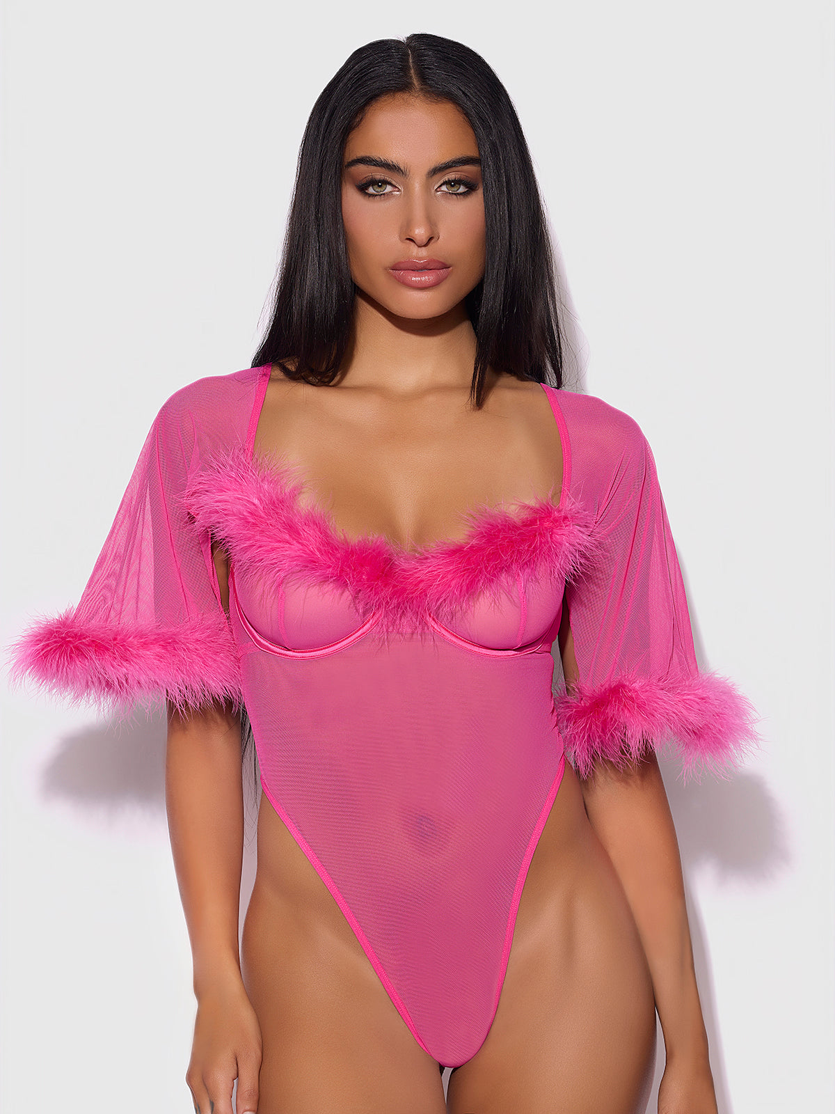 Scarlett Bell Sleeved Marabou Bodysuit