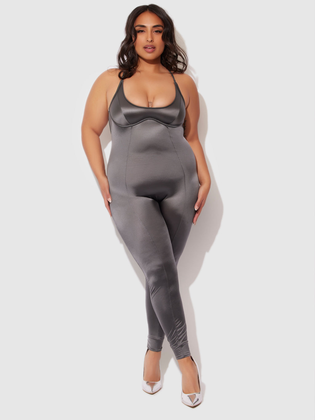 Neev Oil Slick Twist Halter Catsuit