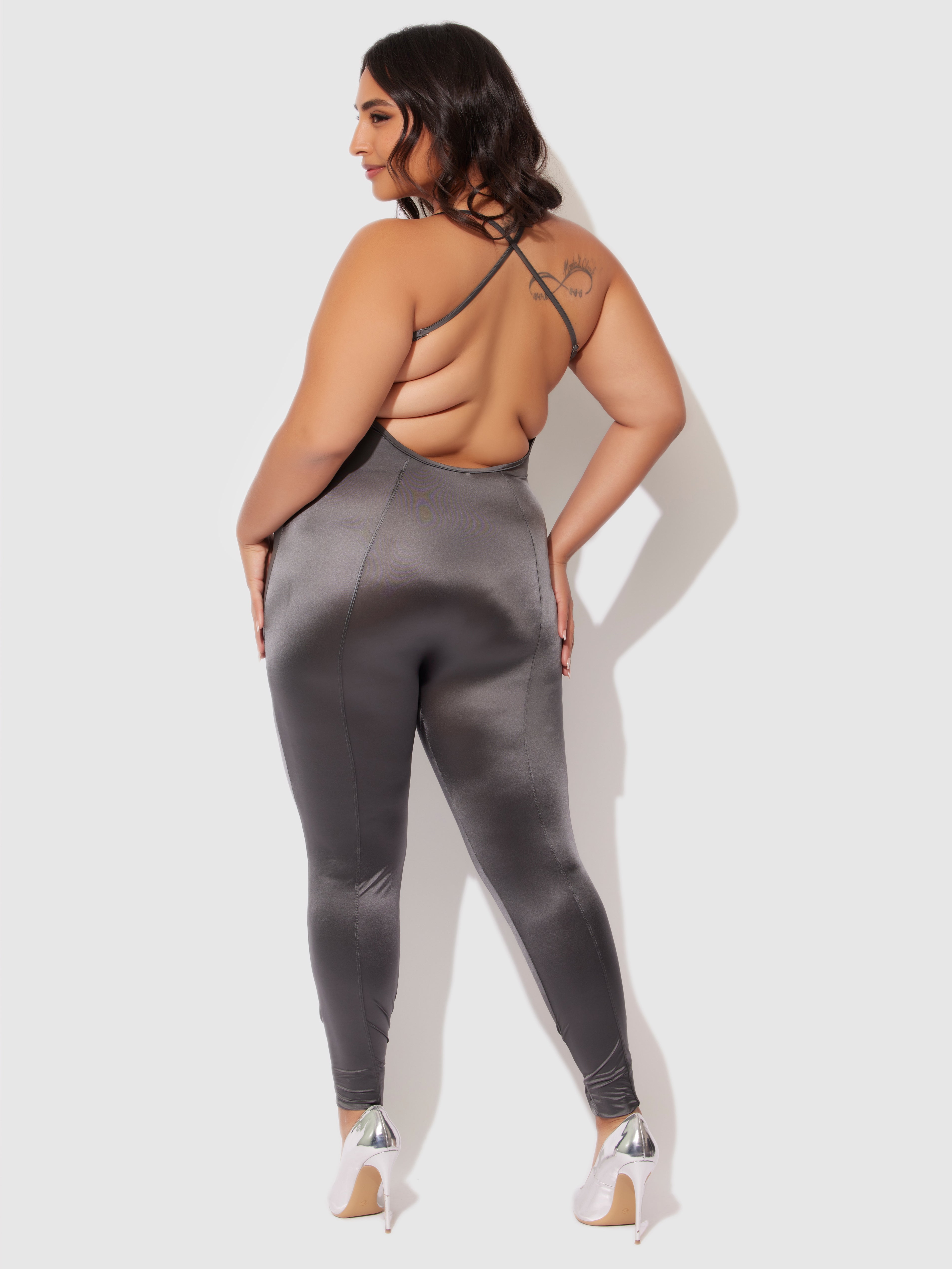 Neev Oil Slick Twist Halter Catsuit