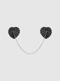 Studded & Chain Draped Leather-Like Heart Pasties